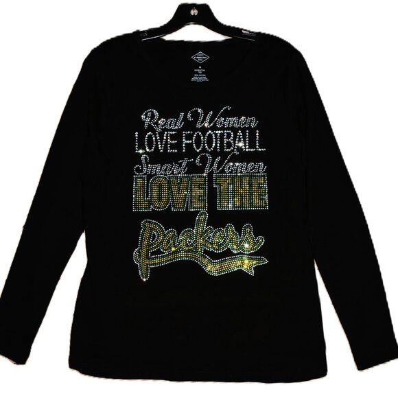 Packers   Real Women Love Football rhinestone bling long sleeve shirt XS S… - Picture 2 of 8